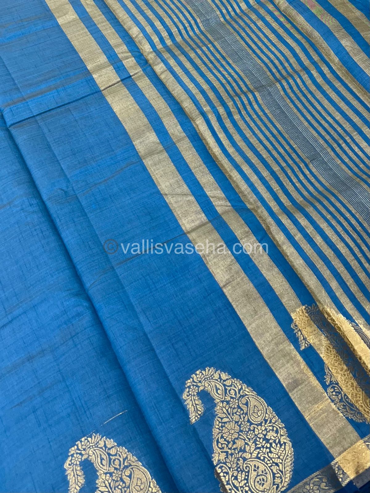 Semi Tussar Silk - Small Mango - Blue Shade - VVSTS002