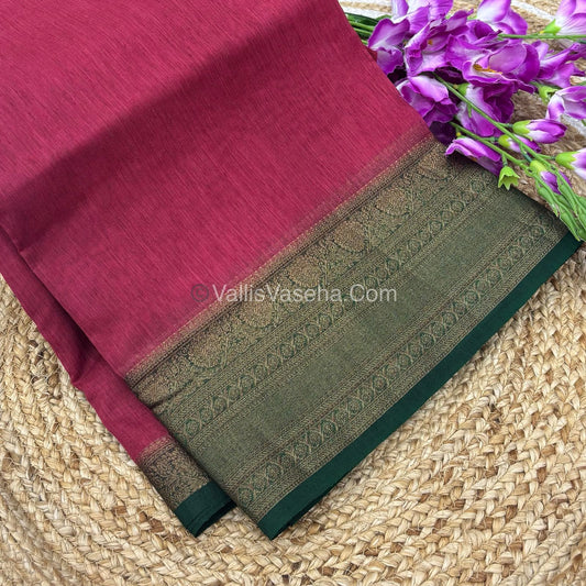 Bamboo Silk Saree -  pink with Green Shade - VVBSS009