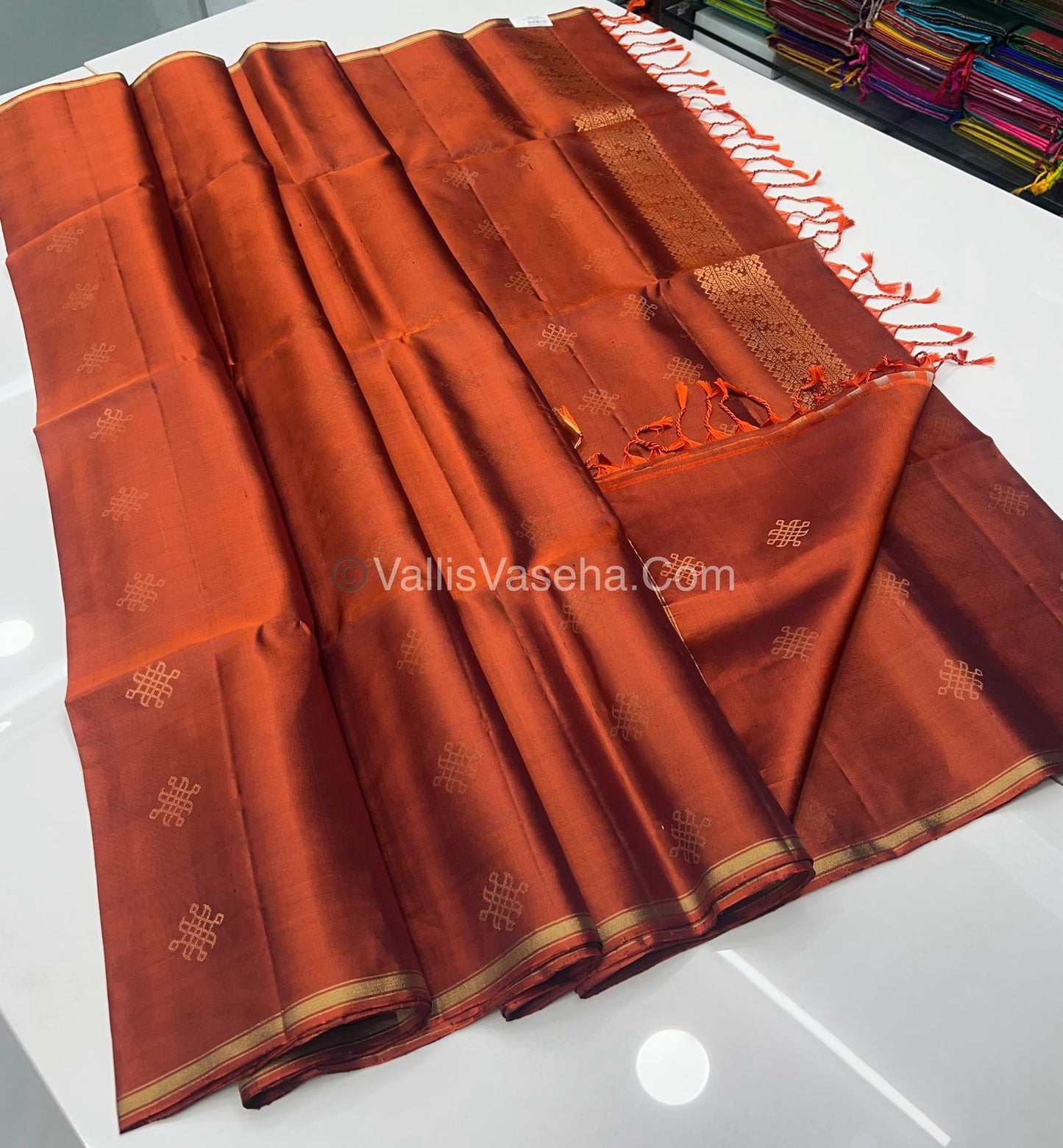 Pure Soft Silk Saree  - Rust Orange Shade - VVPSS074