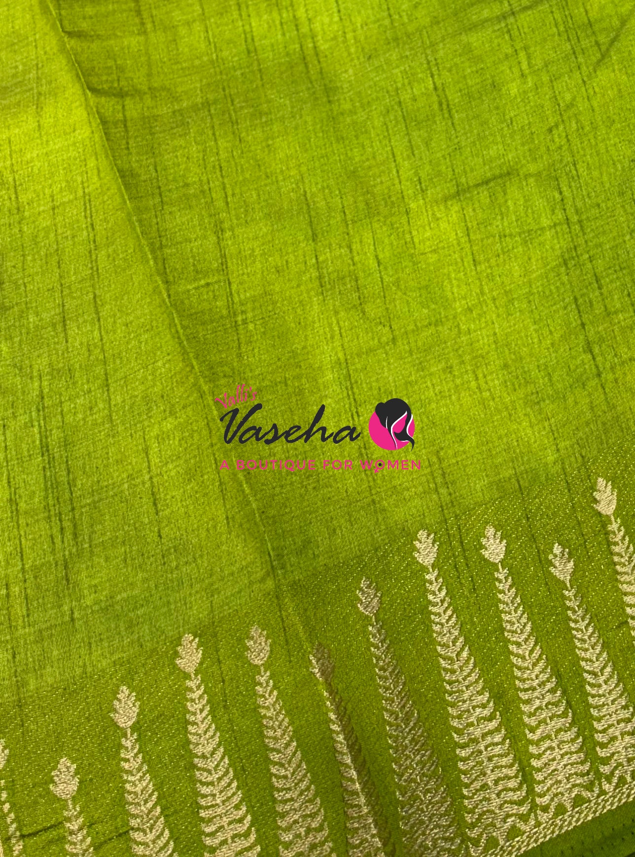 Semi Tussar Silk Saree | Lemon Green Shade |VVSTS050