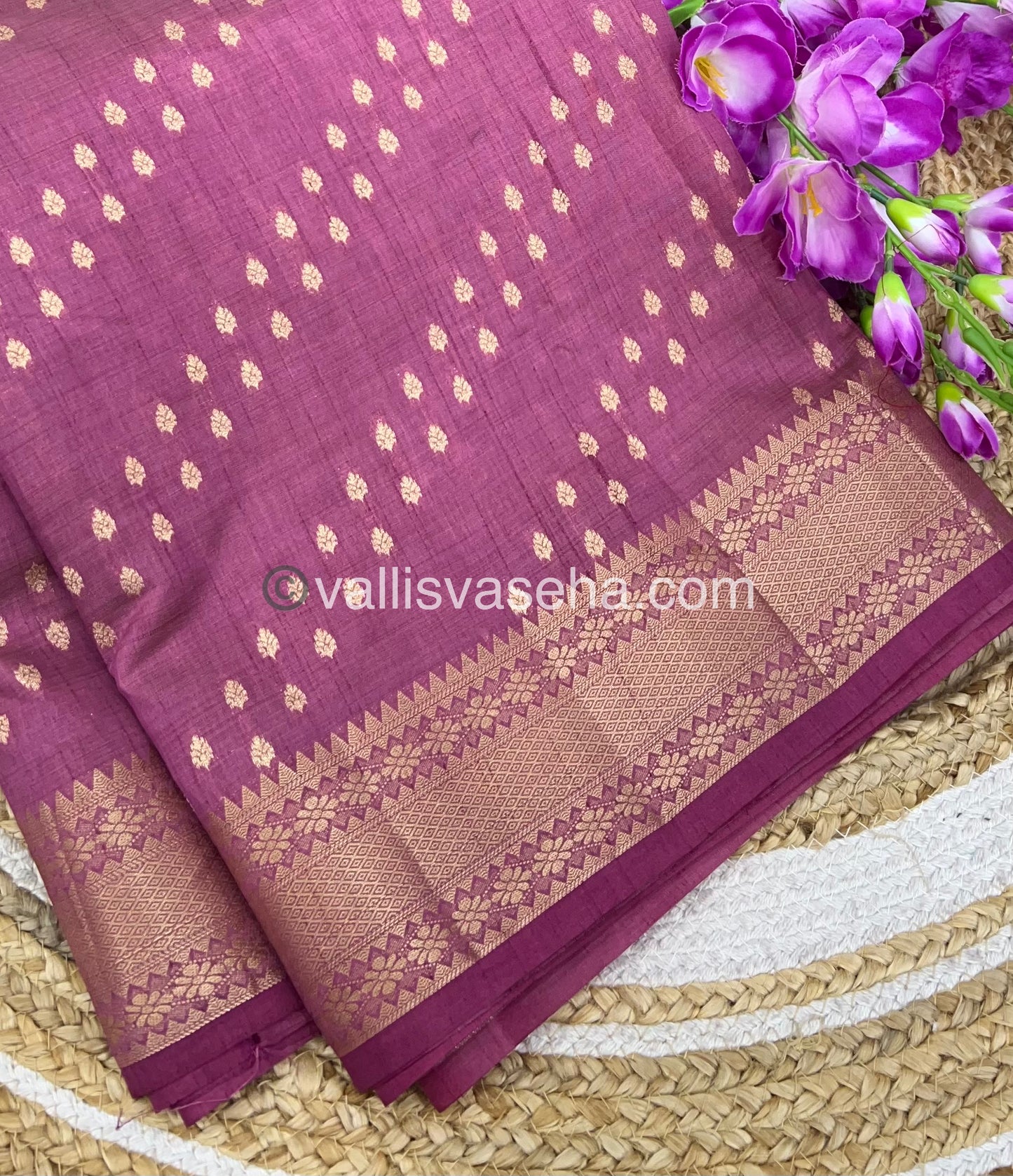 Semi Tussar Silk - Grand Pallu  - Onion Pink Shade - VVSTS017