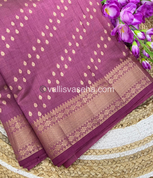 Semi Tussar Silk - Grand Pallu  - Onion Pink Shade - VVSTS017