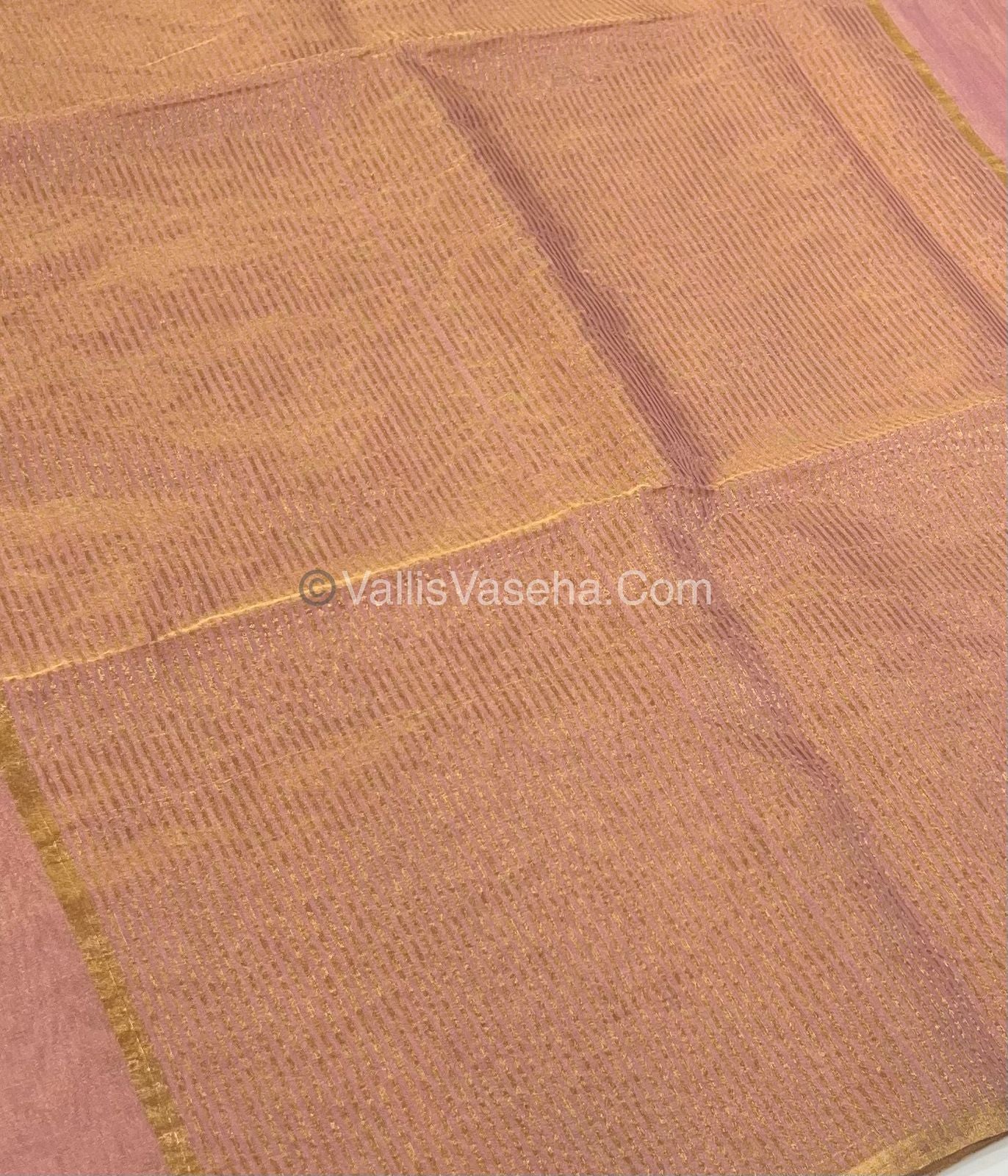 Pure Maheshwari Tissue Silk - Triple Tone Light Pink & Gold Shade - VVMTS001