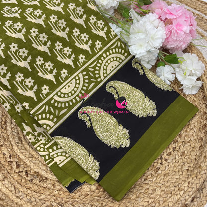 Pure Soft Mul Mul Cotton Sarees - Hand Block Prints - VVMMC011