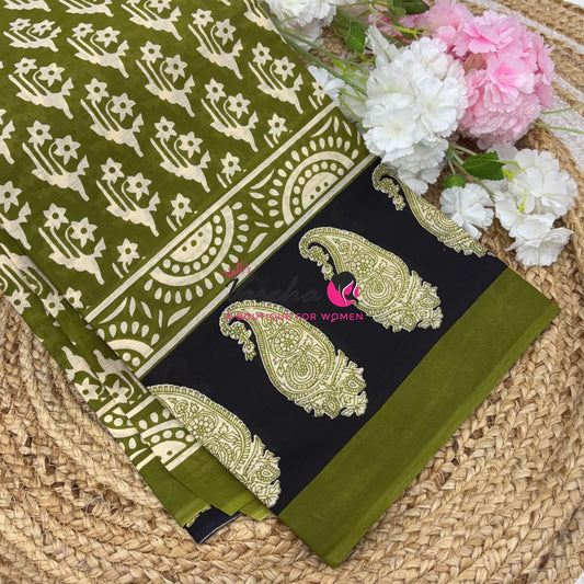 Pure Soft Mul Mul Cotton Sarees - Hand Block Prints - VVMMC011
