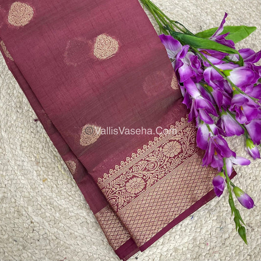 Semi Tussar Silk - Grand Pallu  - Maroon Shade - VVSTS041