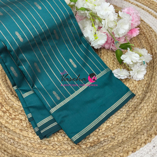 Semi Soft Silk  - Peacock Blue Shade - VVSSS041