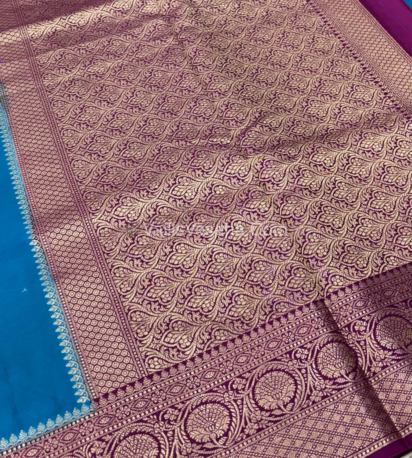 Premium Viscose Saree - Blue & Purple Shade - VVPV001