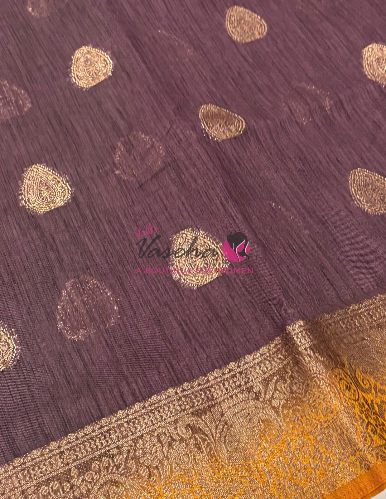 Bamboo Silk Saree- Brown with Yellow Shade - VVBSS016