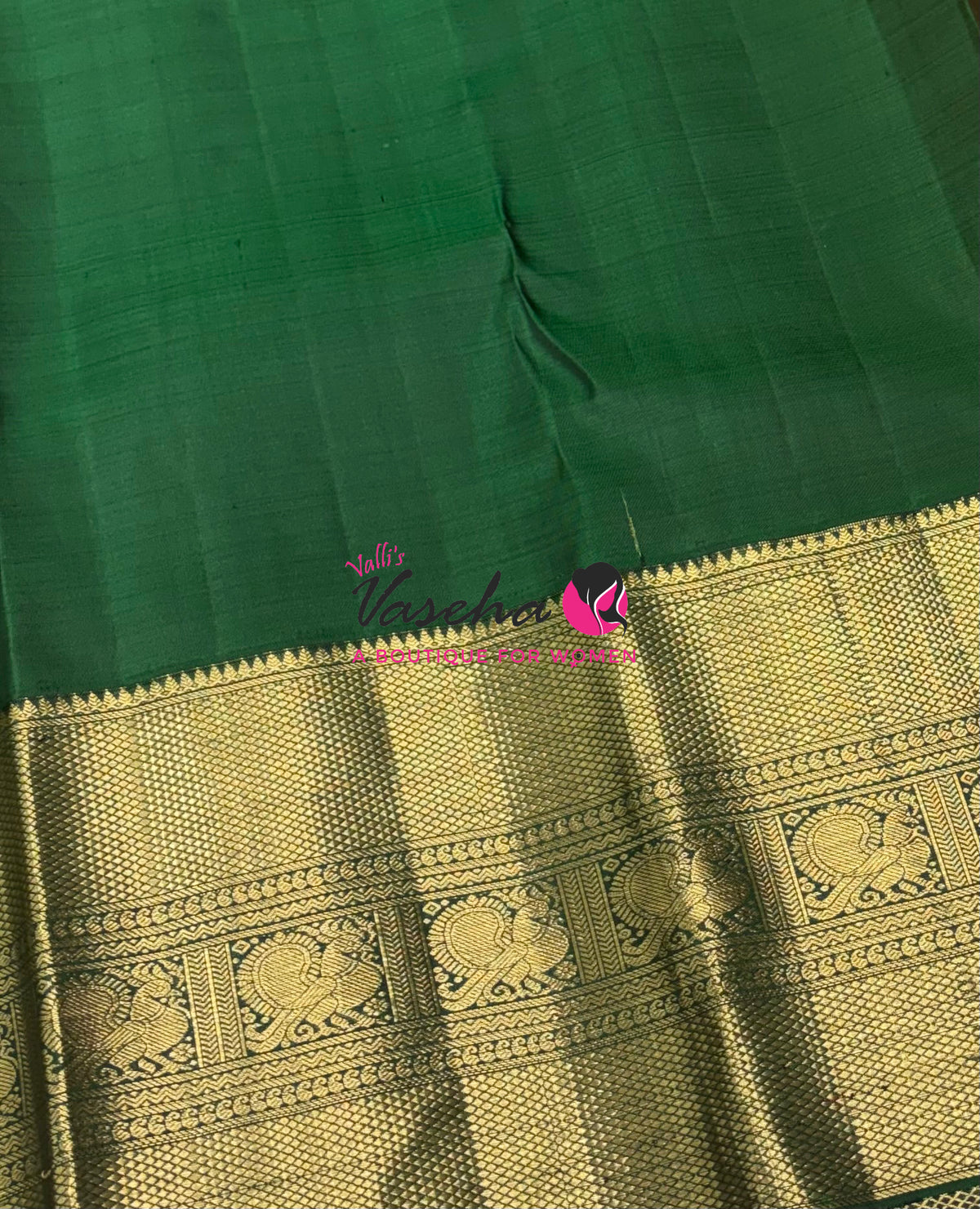 Pure Vintage Korvai Kanchipuram Silk Saree - Yellow & Green Combo - VVPS021