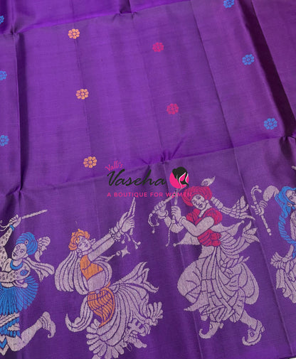 Pure Soft Silk Saree  - Purple With Peach Combo - VVPSS139
