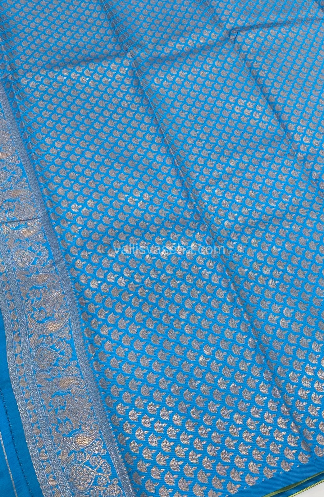 Kanchi Semi Silk - Light Green with Blue - VVKSS001