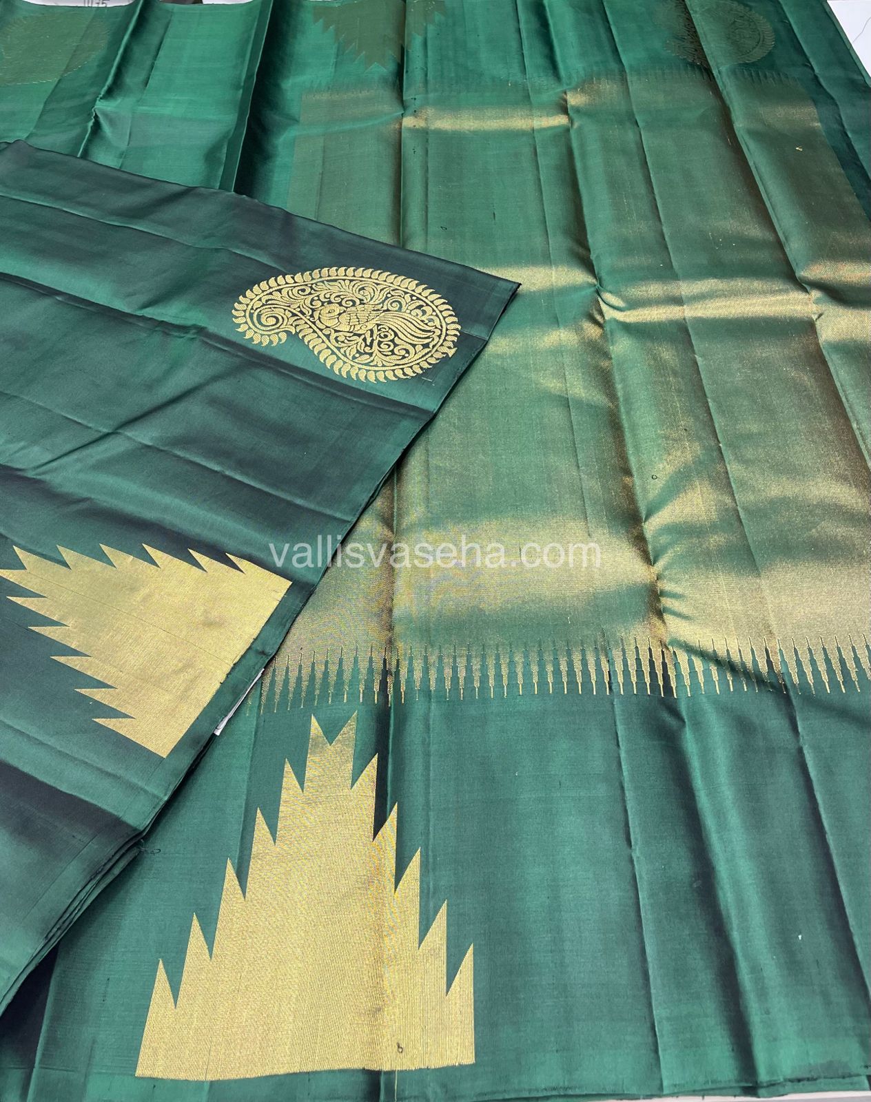 Pure Soft Silk Saree - Jothika Hit design  - Dark Green - VVPSS005