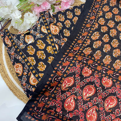 Ready Made | Semi Anarkali Set  (3pc)|Cotton |VVRMS030
