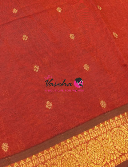 Semi Silk Cotton Saree | Double Leaf Butta Design |VVSSC016