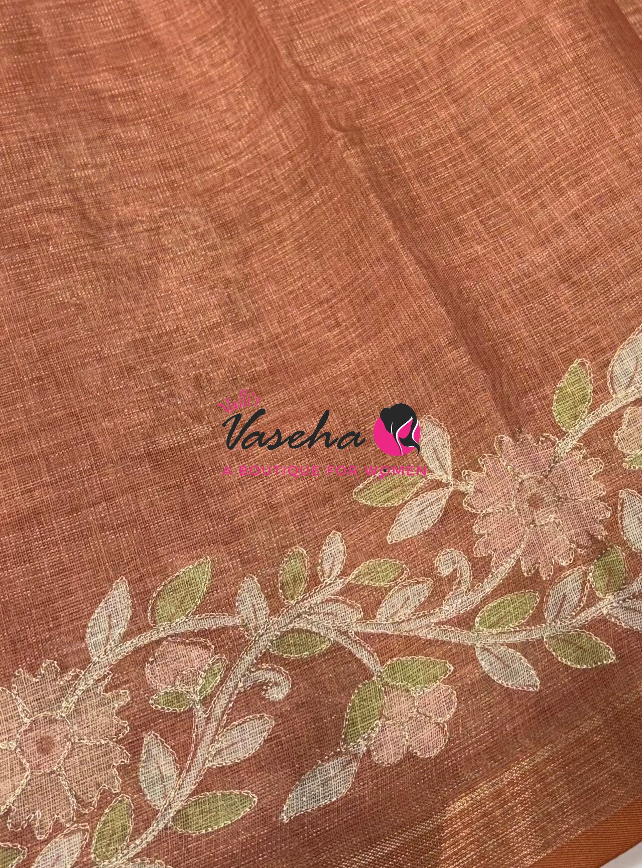 Linen Tissue Saree - Orange  Shade - VVLTS002