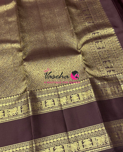 Pure Kanchipuram Silk Saree - Maroon & Wine Brown Combo - VVPS034