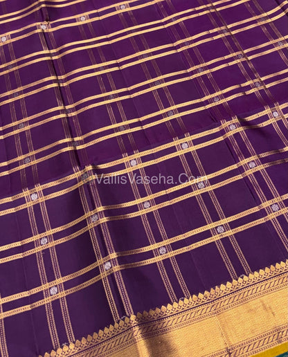 Pure Soft Silk Saree - Kanchi Border - Purple & Yellow Combo - VVPSS057