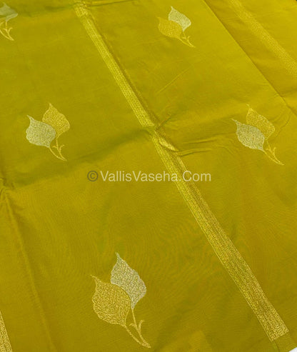 Semi Soft Silk - Border less - Lemon Green Shade -VVSSS025