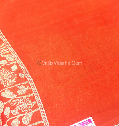 Banarasi Premium Viscose Saree - Orange Shade - VVBPV001