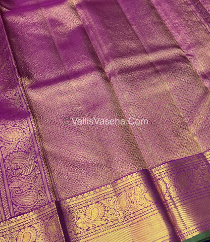 Pure Kanchipuram Silk Saree - Lavender With Purple Shade  - VVPS022