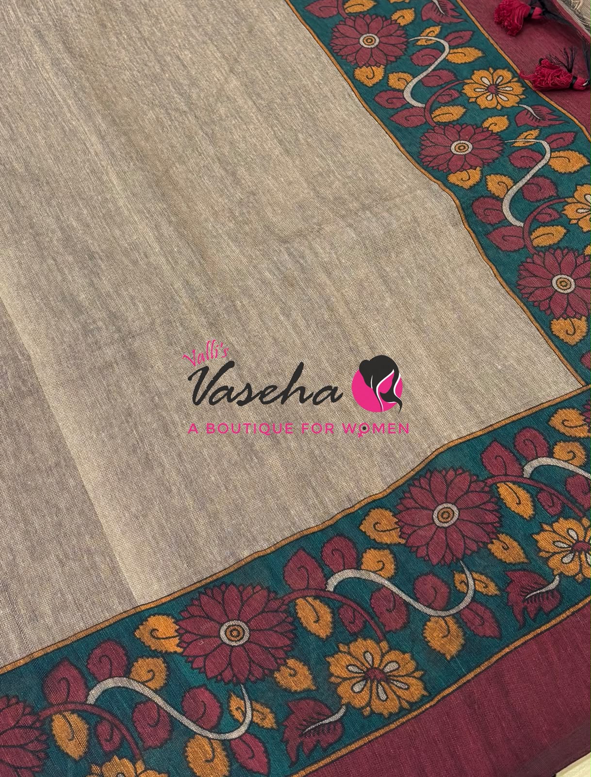 Handloom Cotton Sarees with Kalamkari Blouse - VVKCK004