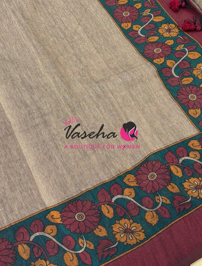 Handloom Cotton Sarees with Kalamkari Blouse - VVKCK004