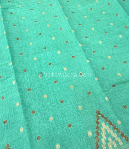 Cherry Tussar - Semi Tussar Silk -  Green - VVSTS009