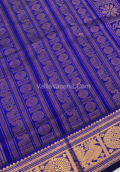 Pure Silk Cotton Saree - Blue With Blue Shade - Lakshadeepam Design - VVPLD001