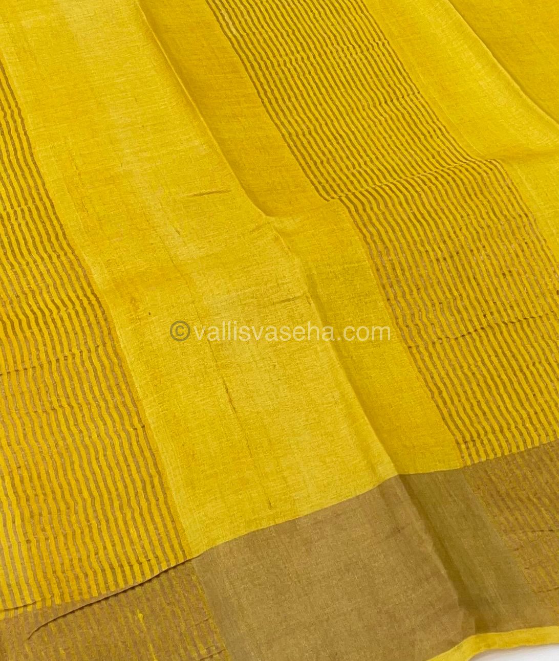 Pure Tussar Silk - Grey With Yellow Shade - VVPTS001