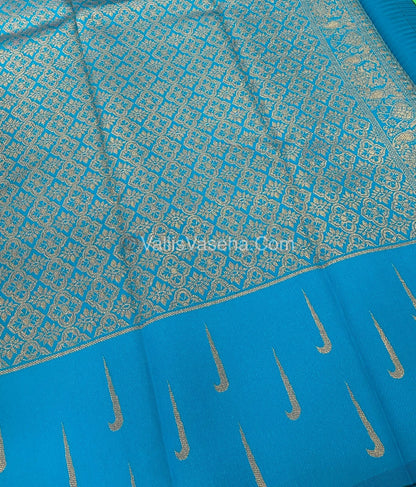 Kanchi Semi Silk - Green with  Blue VVKSS001