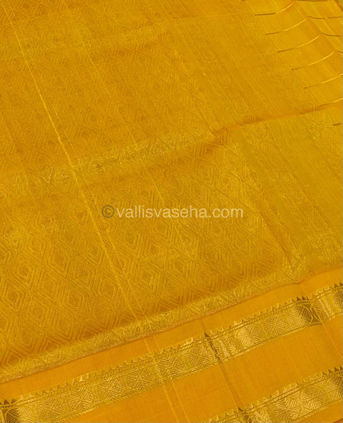 Pure Korvai Silk Cotton With Retta Petta Border - Checks pattern - Yellow & Blue - VVKSC013