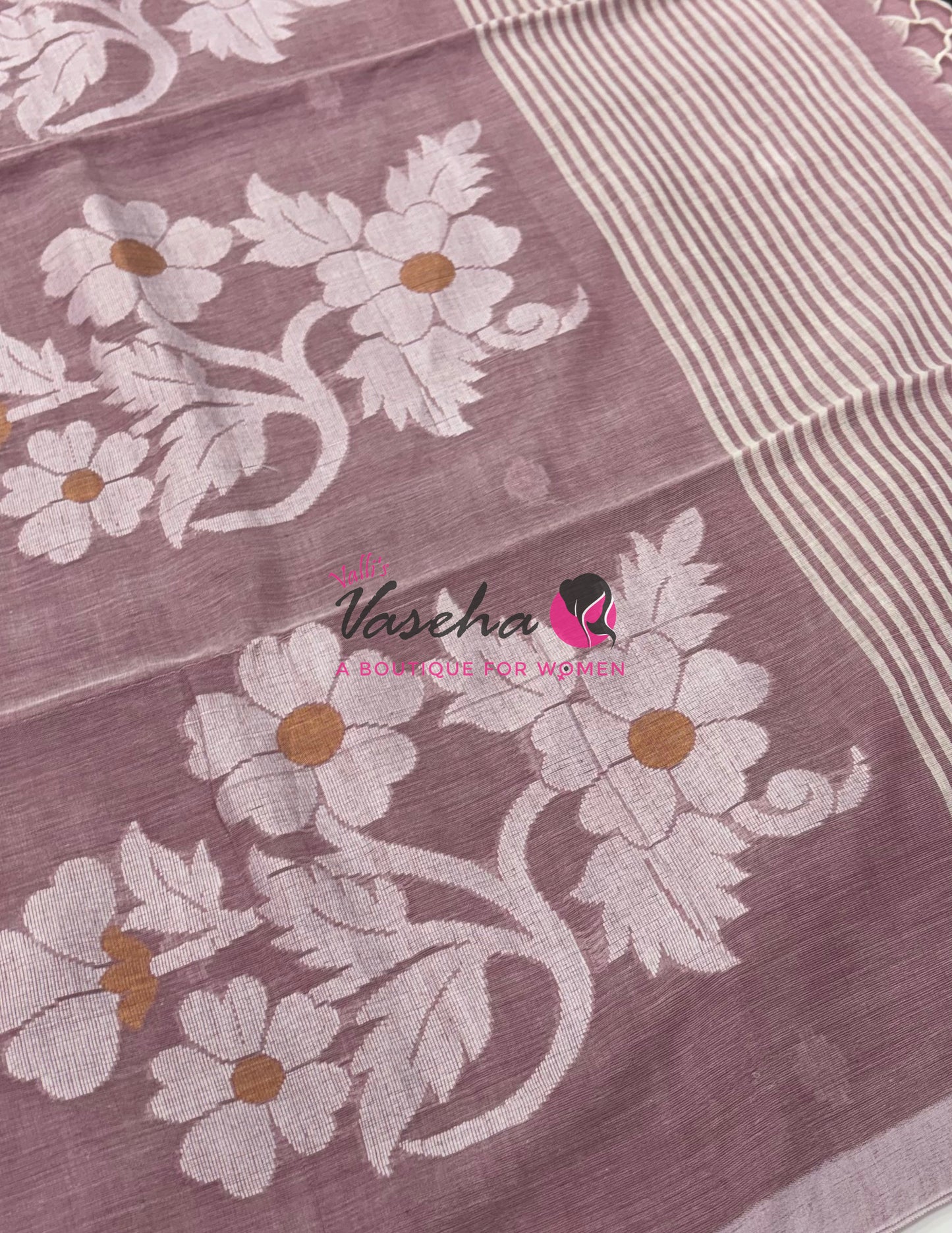 Bengal Kaddhi Cotton Saree | VVBKC002 | Onion Pink Shade