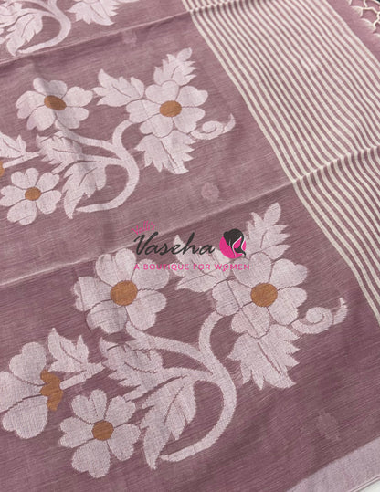 Bengal Kaddhi Cotton Saree | VVBKC002 | Onion Pink Shade