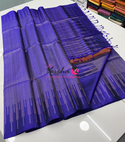 Pure Soft Silk Saree  -  Blue Shade - VVPSS129