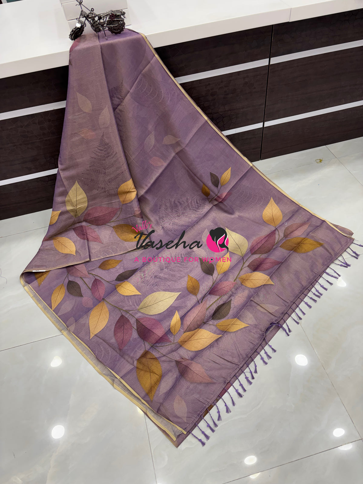 Soft Linen Tissue Saree -  Lavender Shade - VVLTS006