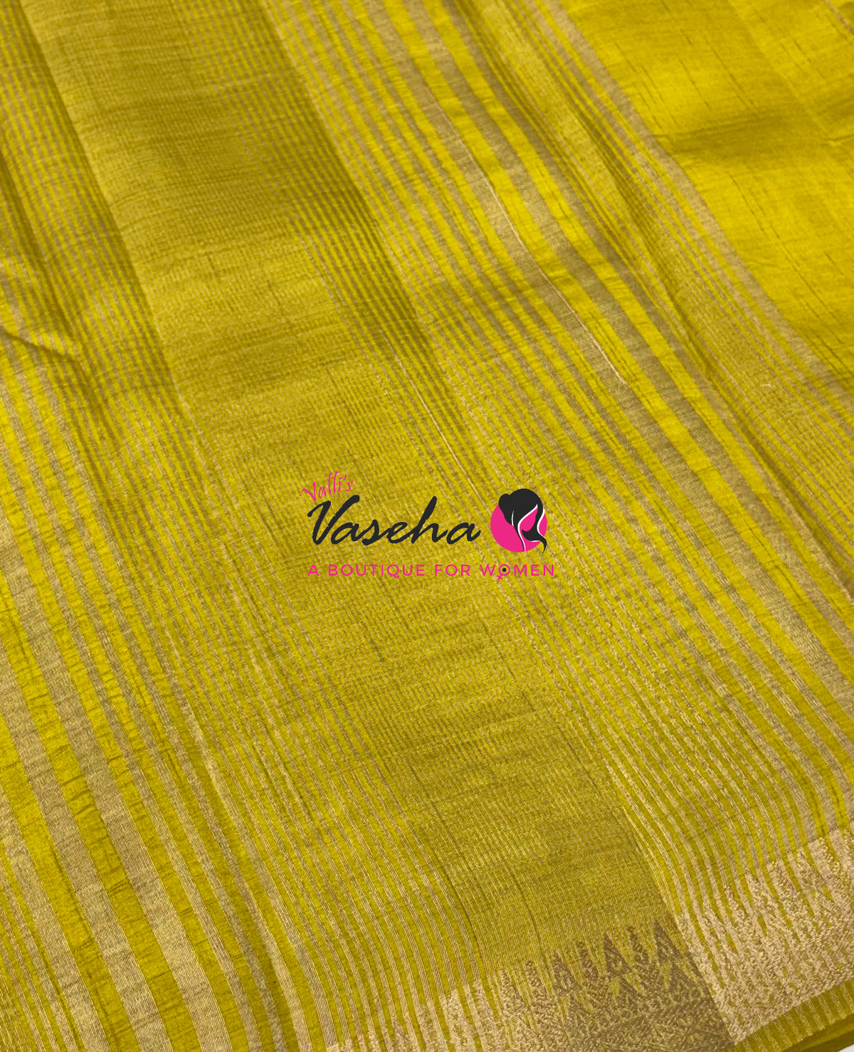 Semi Tussar Silk Saree | Lemon Green Shade |VVSTS072