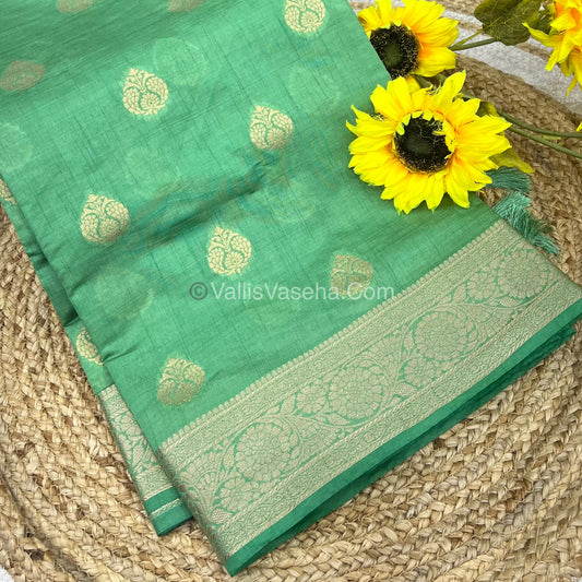 Semi Tussar Silk - Grand Pallu  -  Light Pastle Shade - VVSTS029
