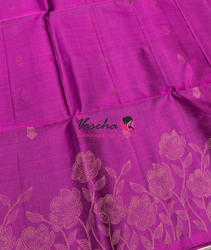 Pure Soft Silk Saree  - Purple With Dual Tone Green - VVPSS094