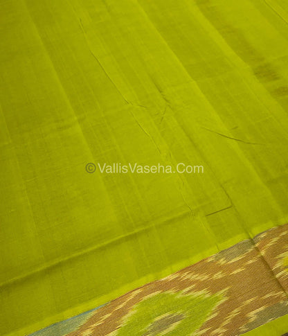Semi Silk Cotton Saree - Brown& Green   - VVSSC001