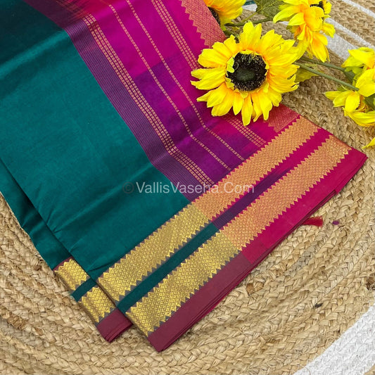 Pure Silk Cotton Sarees - Ramar Green With Pink - VVPSC003