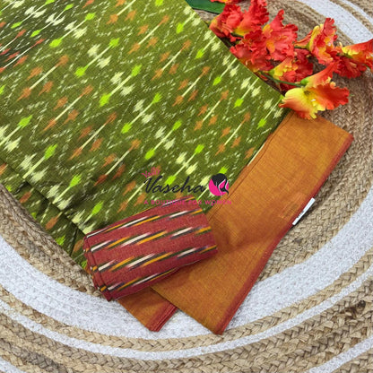 Ikkat Mercerised Cotton Saree - Single Ikkat - VVIKS001