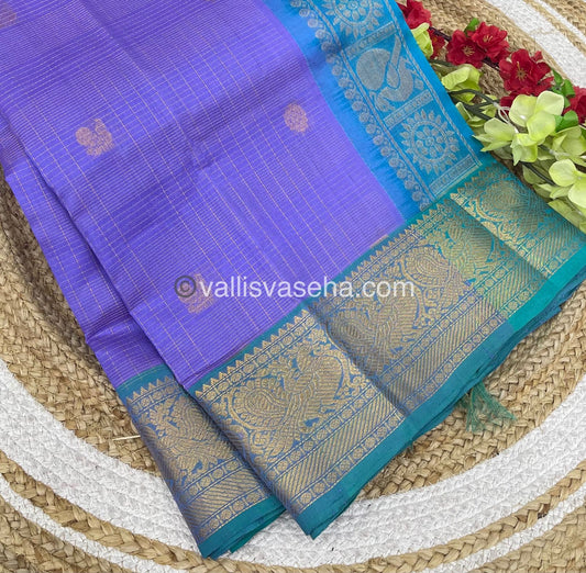 Pure Silk Cotton Saree - Vairavoosi checks - Mayil & Chakkaram - VVMCV002