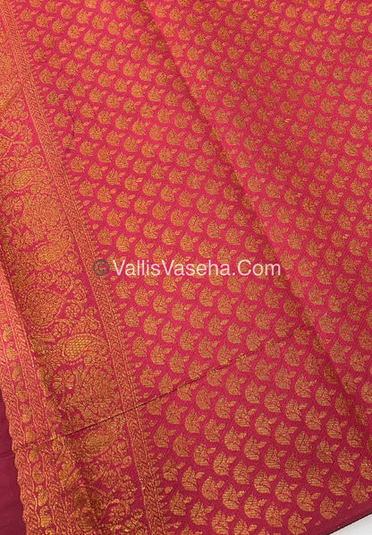 Kanchi Semi Silk  - Cream  with Pink- VVKSS001