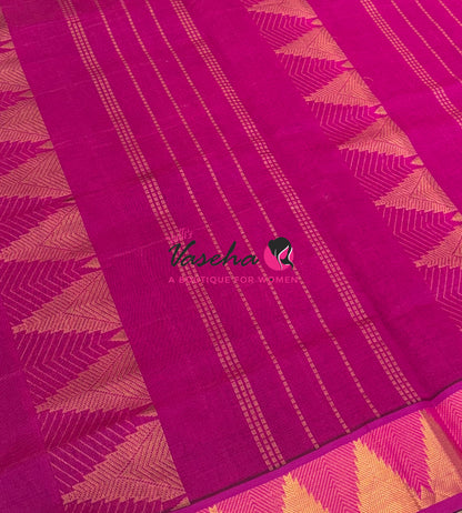 Semi Silk Cotton Saree - Checked Pattern with Butta  - VVSSC013