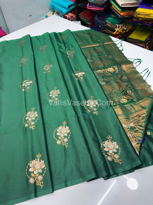 Semi Soft Silk - Border less - Green Shade -VVSSS007