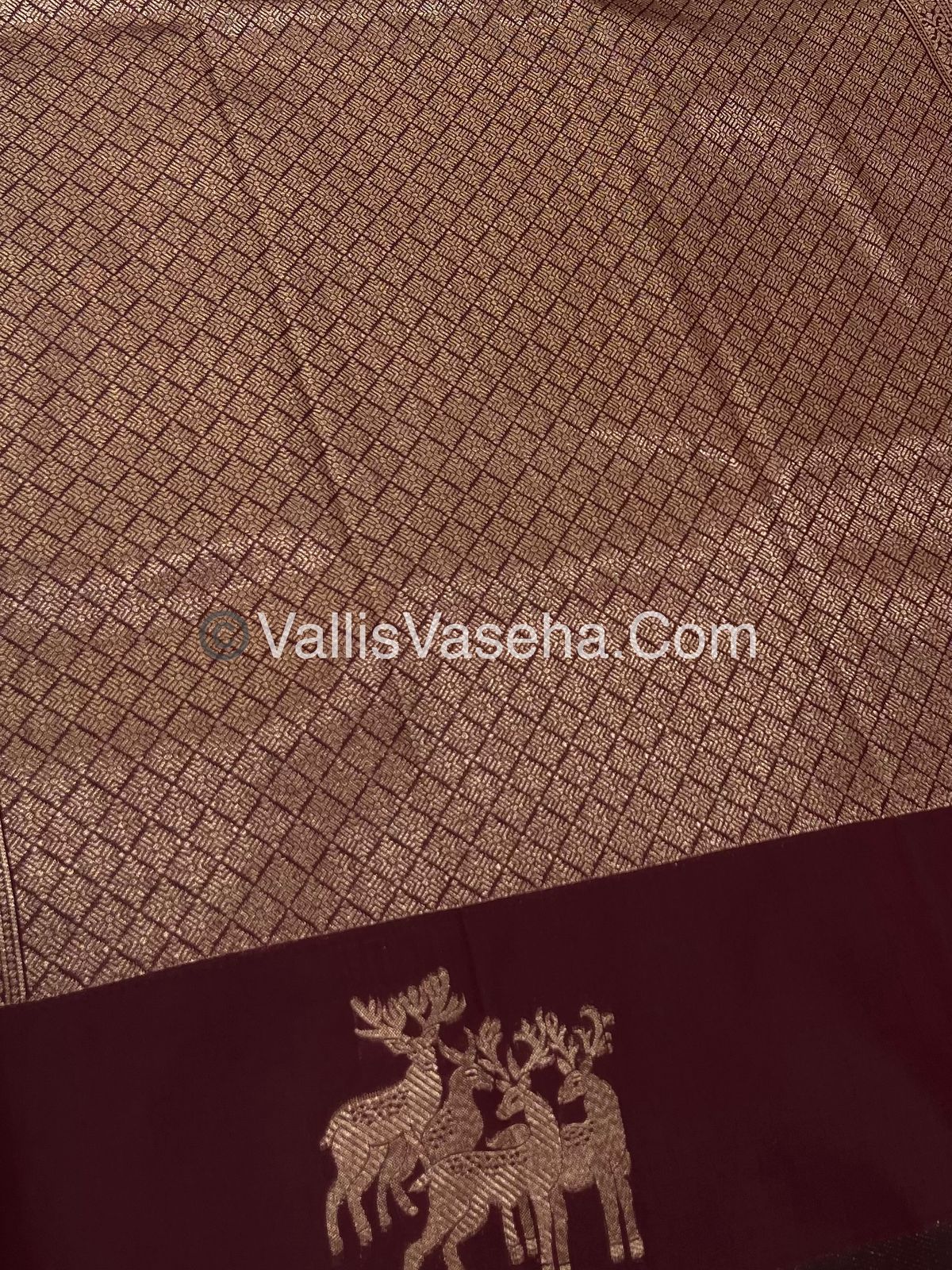 Semi Soft Silk - Deer Butta Border - Maroon Shade -VVSSS017