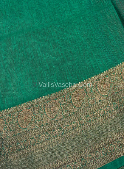 Bamboo Silk Saree -   Pink with Green Shade - VVBSS009