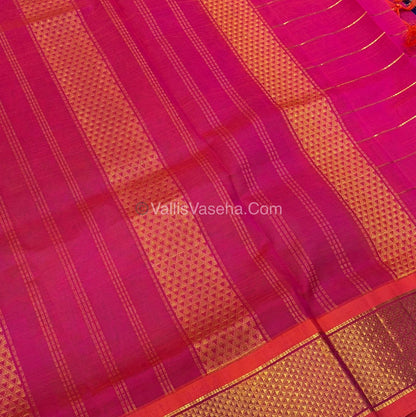 Pure Korvai Silk Cotton - Checks Pattern - Blue  with Pink Shade  - VVKSC015