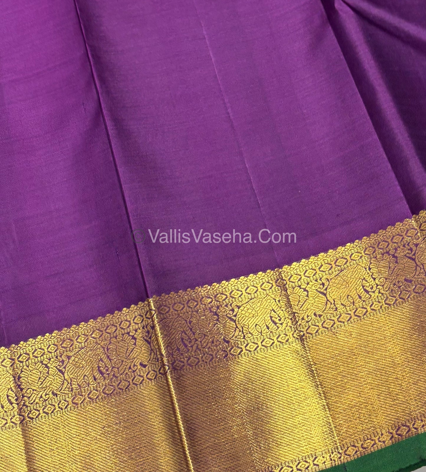 Pure Kanchipuram Silk Saree - Grey & Purple Shade  - VVPS022